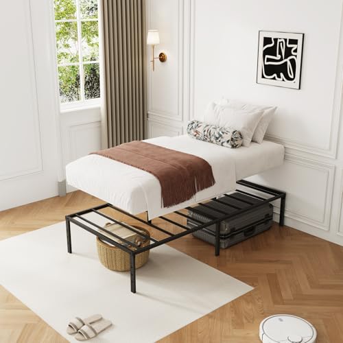 XXF Bed Frame, Metal Platform Bed Frame No Box Spring Needed, Bed with Heavy Duty Strong Support Slats, Noise Free, Easy to Assembly, Under Bed Storage (14 Inch, Twin) XXF