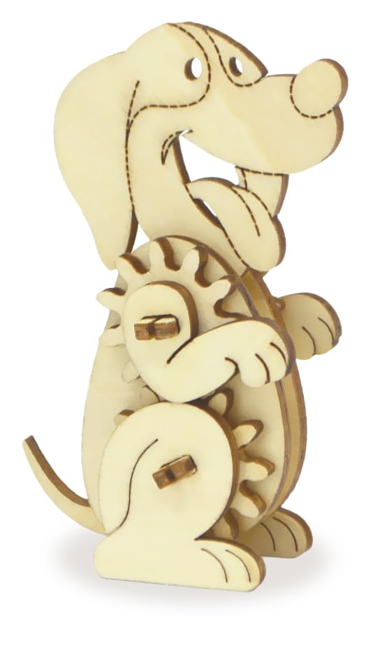 AoneFun Wooden 3D Puzzle for Kids & Adults - Dog Model with Mechanical Gears, 1 Piece, 6.75 x 5.0 inches, Wood Craft, Ages 8+, Unisex AoneFun
