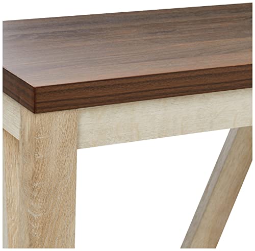 Walker Edison Modern Farmhouse Accent Entryway Table Entry Table Living Room End Table, 52 Inch, Dark Walnut and White Oak Walker Edison