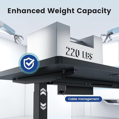FEZIBO 71 x 37 Inch Electric Standing Desk with Integrated Dual-Beam, Height Adjustable Computer Desk, Stand Up Desk for Home Office Workstation, Large 3-Piece Desktop Black FEZIBO