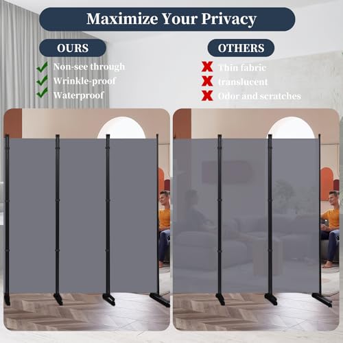Room Divider Folding Privacy Screens with Lockable Wheels, 176'' Fabric Partition Room Dividers Freestanding Room Divider Panel for Room Separation, Wall Divider for Home Office Bedroom Studio Decor HOMSCREENER