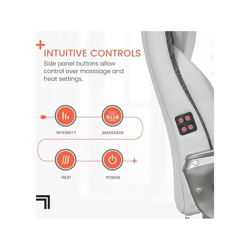 Sharper Image S600 Active Lumbar Ergonomic Bonded Leather Swivel Executive Massage Chair, White/Gray LS LIVING STYLE