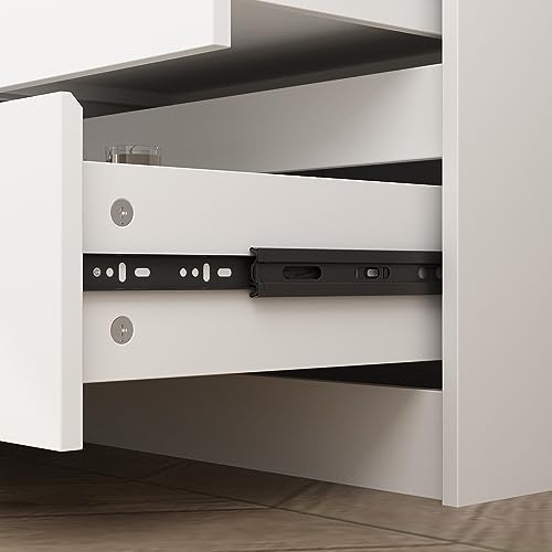 Hitow 9 White Drawer Dressers, Modern Large Dresser for Bedroom Organize, Wooden Long Dresser with 9 Handle Free Drawers, Storage Chest of Drawers for Living Room Home Office (63" W) Hitow