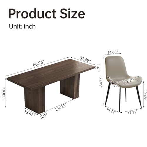 GlimBiz 9 Piece Dining Room Table Set for 8 People, Mid Century Modern 66.93 Inch Rectangle Kitchen Dining Table with 8 Fabric Chairs Set, Suitable for KitchenApartment (Dining Table with 8 Chairs) GlimBiz