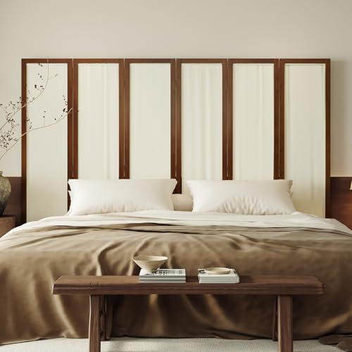 Linen Room Divider Privacy Screen, Foldable Wood Frame Partition Room Dividers with Removable Linen Fabric Curtain, Room Divider Panel, Zero Assembly for Home, Office, or Studio Brown 6 Panel Svimi