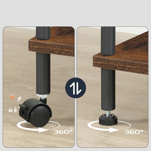 HOOBRO Printer Stand, Large Printer Table with Charging Station, Industrial Printer Storage Shelf with Wheels, 3-Tier Rolling Printer Cart for Home Office, Rustic Brown and Black BF48UPS01 HOOBRO