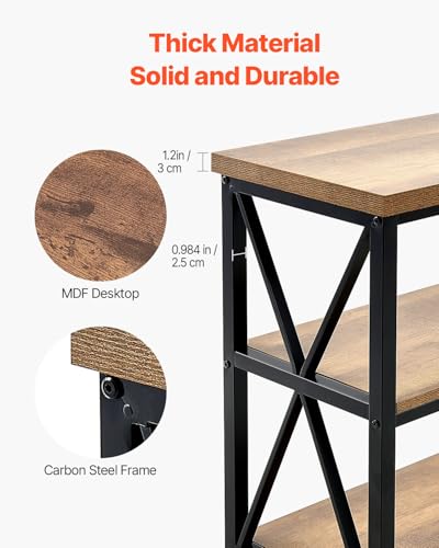 VEVOR Narrow Console Table, 55 Inch Entryway Table, 3-Tier Long Hallway Table, Sofa Table with Metal Frame, Console Tables for Entryway, Hallway, Living Room & Bedroom VEVOR