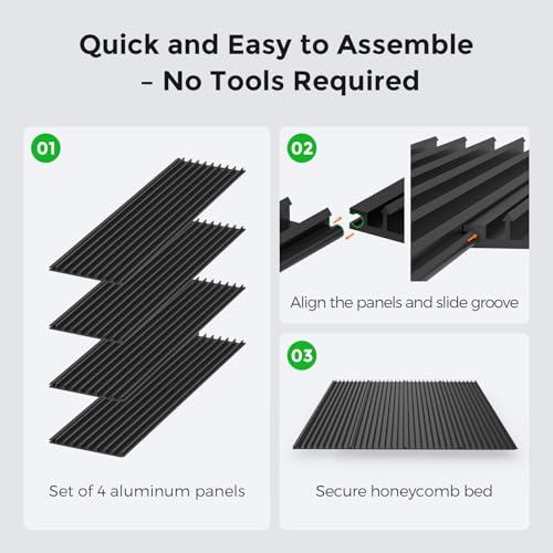 Cloudray 400x400mm Honeycomb Laser Bed with 4 Positioning Fixture Clamps, Desktop Laser Engraver Accessories, Honeycomb Working Table for CNC Laser Cutter, Each Working Area 15.7"x3.9", 4PCS, Black Cloudray