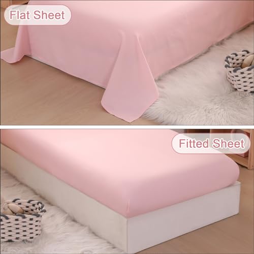 Wowelife Pink Toddler Bedding Set for Girls Toddler Bedding 4 Pieces Boho Tufted Comforter with Ruffles Design Toddler Girl Bed Set with Comforter, Fitted Sheet, Flat Sheet and Pillowcase Wowelife