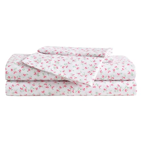 Betsey Johnson - Full Bed Sheets, Super Soft & Lightweight Bedding with Matching Pillowcases, Fade & Wrinkle Resistant (Ballet Floral Pink, Full) Betsey Johnson