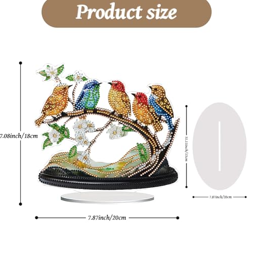 VNRGG Spring Bird on a Branch, Diamond Art Tabletop Kit with Special Shaped Crystals Bird for Study Room Decor, Boxed VNRGG