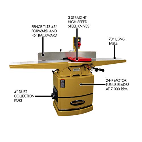 Powermatic 8-Inch Jointer, 3 HSS Knives, 2 HP, 1Ph 230V (Model 60C) Powermatic
