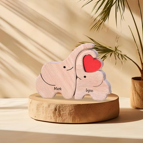 Personalized Wooden Bear Puzzle with 2-8 Names Custom Family Name Puzzle Customized Wooden Puzzle Gifts for Christmas JOBFLY