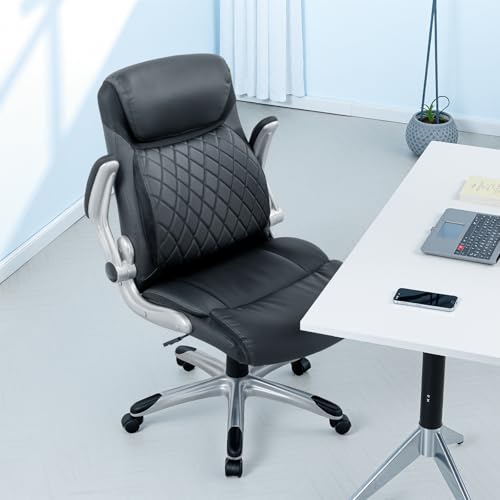 GTPLAYER Big and Tall High Back Office Chair 400LBS Wide Leather Executive Chair Height Adjustable Lumbar Support & Armrests, Comfy Desk Gaming Chairs Computer Swivel Chair, Black GTPLAYER