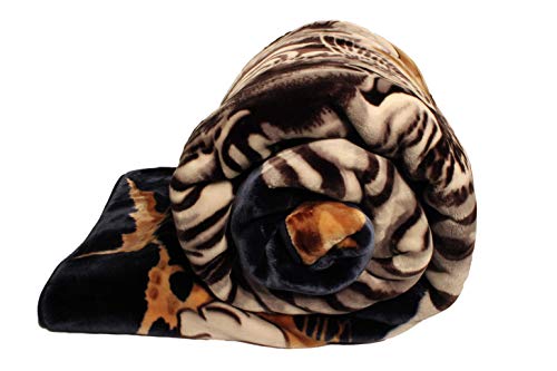 White Tiger Blanket Korean Mink Ultra Silky Soft Reversible Bed comforter bedspread bedding Cobias Heavy thick weight Perfect for Winter all season throw (King, 71 Tiger Blue) SOLARON