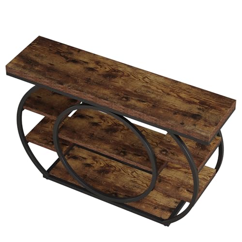 Tribesigns 47” Console Table, Industrial 5-Tier Entryway Table with Metal Frame, Narrow Sofa Table for Living Room, Hallway, Rustic Brown Tribesigns