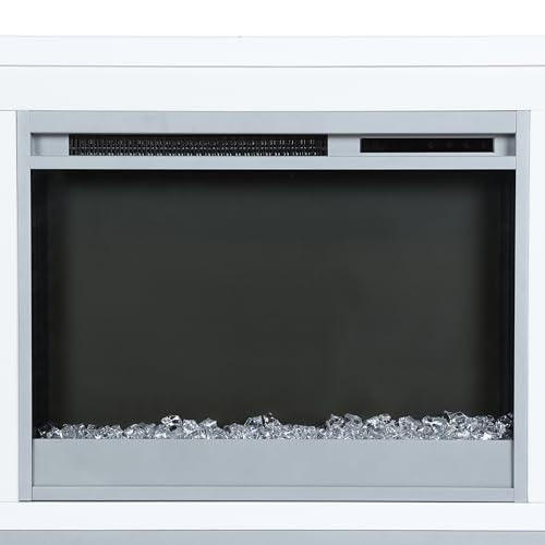 Ameriwood Home Lumina Fireplace TV Stand for TVs up to 70 Inch, Replaceable Electric Fireplace Insert Heater, Remote Control, Timer, Color Changing LED Lights, Crystal Ember Flames, White Ameriwood Home