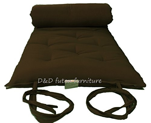 D&D Futon Furniture Brown Queen Size Traditional Japanese Floor Rolling Futon Mattresses, Shikifuton, Tatami, Cotton/Foam Topper Mattress 80 x 60 x 3 D&D Futon Furniture