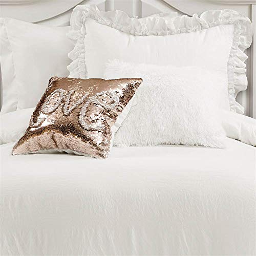 Lush Decor Ella Ruffle Lace Comforter, 2 Piece Set, Twin, Ivory - Cute Comforter - Twin Bedding Set - White Bedding - Coquette Decor - White Lace Trim - Ruffle Trim Lush Decor