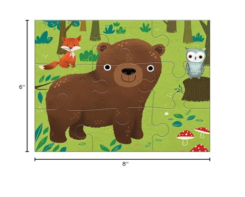 Mudpuppy Animals of The World 4-in-A-Box Puzzle Set, 12 Mudpuppy
