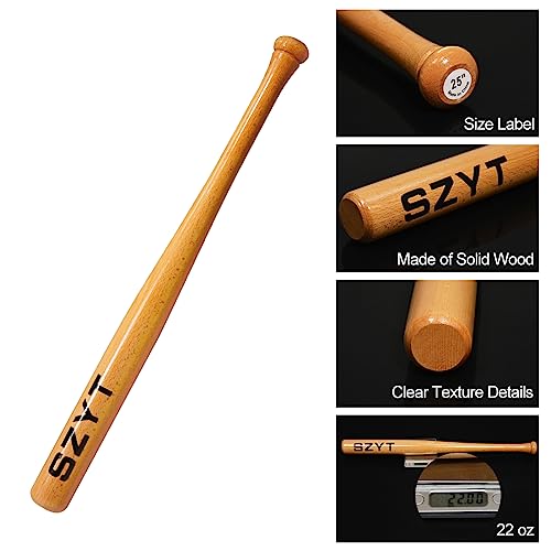 SZYT 25 inch Wood Baseball Bat Self-Defense Softball Bat Home Defense Lightweight Yellow SZYT