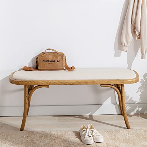 DM Furniture Farmhouse Wood Bench Small Entry Way Bench Seat Narrow Dining Bench Bed End Indoor Bench for Living Room Foyer Indoor, Uphostered Bench DM Furniture