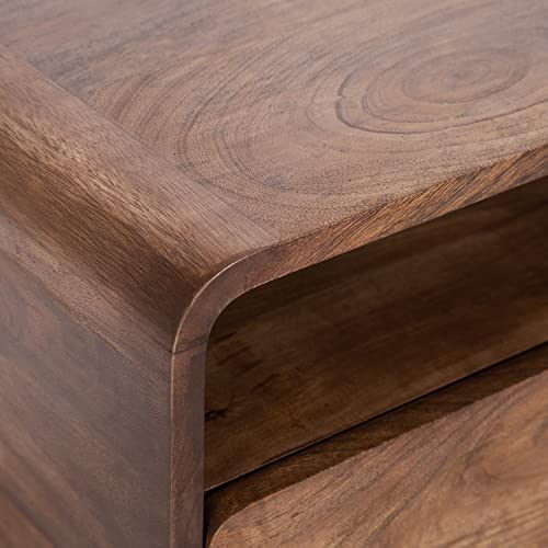 Kate and Laurel Kato Modern Wood Floating Side Table with Drawer, 18 x 10 x 9, Walnut Brown, Contemporary Wooden Floating Nightstand for Bedroom Bedside Table Kate and Laurel