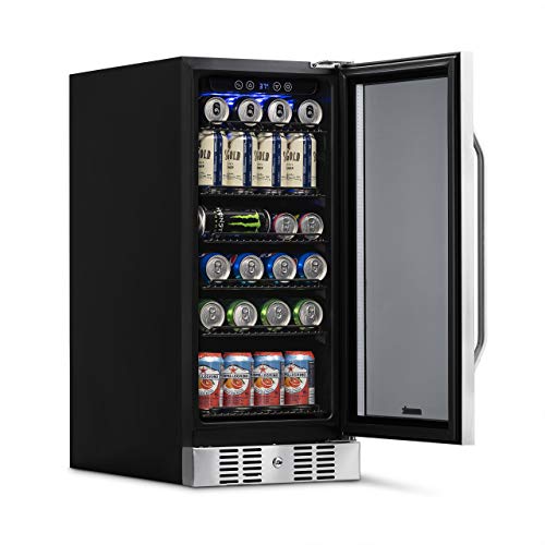 NewAir Beverage Refrigerator Cooler with 96 Can Capacity - Built-in Mini Bar Beer Fridge for Bedroom, Dorm, Office - Small Refrigerator Cools to 34F Perfect For Beer, Soda, And Drinks NewAir