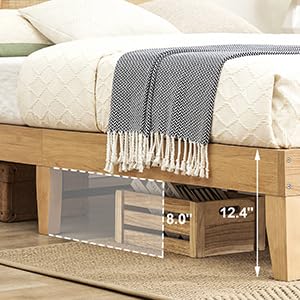 Cozy Rattan Full Bed Frame with Natural Headboard and LED Lights, Sturdy Wood Foundation coucheta
