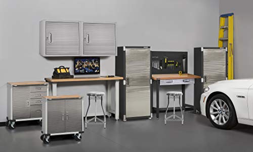 Seville Classics Pegboard Workcenter with 23 Peg Hook Assortment and Drawer Table, 48", Satin Graphite Seville Classics