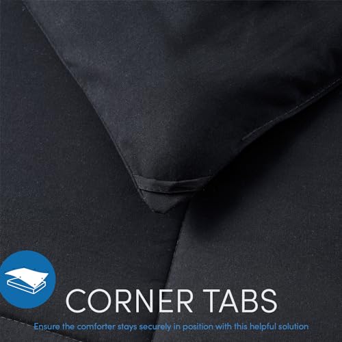 Hearth & Harbor Down Alternative Comforter - All Season Soft Quilted Full Bed Comforter Duvet Insert with Corner Tabs - Full Size Black Hearth & Harbor
