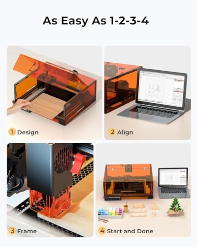 Laser Engraving Machine, Woxcker L2 MAX 5.5W Enclosure Laser Engraver, 300x300mm Bed Size 0.01mm High Precision Laser Engraving and Cutting for Wood Leather Glass Acrylic (Class 1 Laser 5500mW) Woxcker