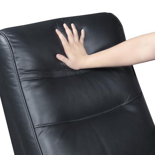 Lexicon 360 Degree Swivel Glider Reclining Chair, Breathable Faux Leather Manual Recliner, Comfy Nursery Glider Recliner, Swivel Reclining Chair for Living Room/Office/Bedroom/Apartment, Dark Blue Lexicon