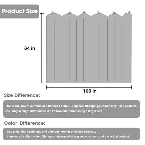 Cbsroro Room Divider Curtains, Blackout Ceiling Track Curtains with Hooks Wall Dividers for Bedroom Living Room Separation Office Privacy Partition, Noise Reduction, W100 × L84 Inch,1 Panel, Black cbsroro