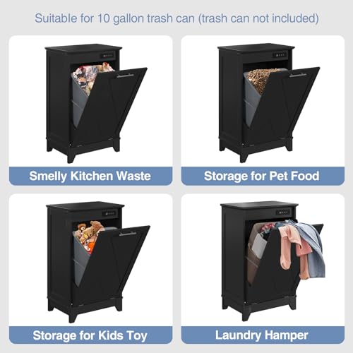 Halitaa Trash Cabinet Tilt Out Trash Cabinet, Free Standing 10-13 Gallon Recycling Trash Can Cabinet with Negative Ion and Deodorizing Function, for Kitchen Living Room Back Halitaa