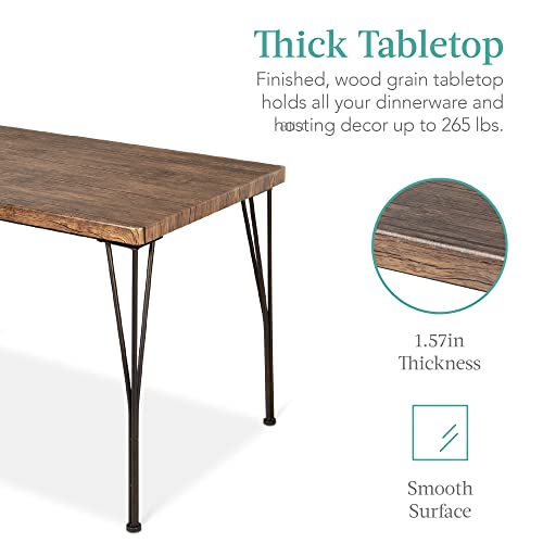 Best Choice Products 5-Piece Metal and Wood Indoor Modern Rectangular Dining Table Furniture Set for Kitchen, Dining Room, Dinette, Breakfast Nook w/ 4 Chairs - Drift Brown Best Choice Products