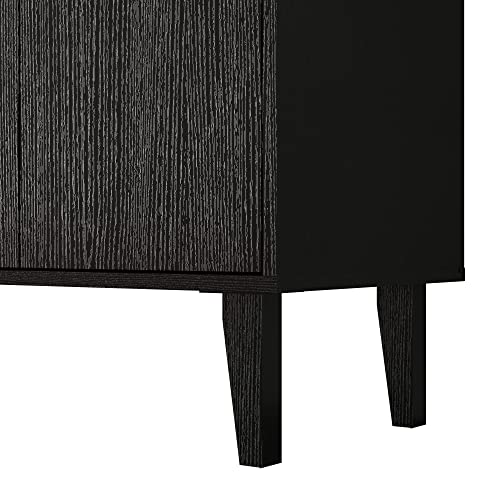 Panana Sideboard Buffet Cabinet Kitchen Storage Cabinet Living Room 4 Doors Console Table (Black) Panana