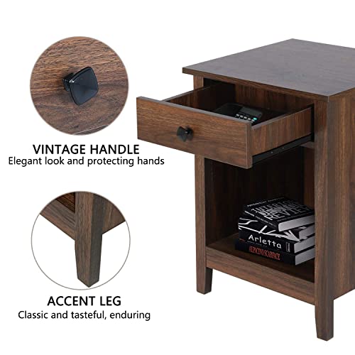 Rustic GBU Nightstands - Set of 2 Wooden Bedside Tables with Drawers for Stylish Storage GBU