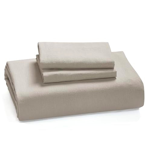 Bedsure Linen Duvet Cover Queen Size - Linen Cotton Blend Bedding Set, Soft & Cozy, 3 Pieces, 1 Duvet Cover 90x90 Inches and 2 Pillowcases, Natural Color Cooling Bedding, Comforter Sold Separately Bedsure