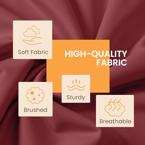 USXIBEI Twin Size 3 Piece Bed Sheet Set - Ultra Imitation Cotton-Premium Breathable & Cooling Sheets - Hotel Luxury Bed Sheets Deep Pocket up to 15"- Wrinkle, Fade, Stain Resistant (Burgundy, Twin) USXIBEI