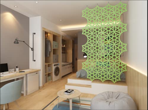 OSHIYINN Hanging Room Divider - 12Pcs 3D DIY Hollowed Out Hexagram Star Felt Fiber Surface High Density Polyester Fiber Screen Panel Home Office Decoratio Partition (Neon Green) OSHIYINN