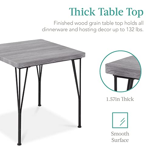 Best Choice Products 3-Piece Dining Set Modern Dining Table Set, Metal and Wood Square Dining Table for Kitchen, Dining Room, Dinette, Breakfast Nook w/ 2 Chairs - Gray Best Choice Products