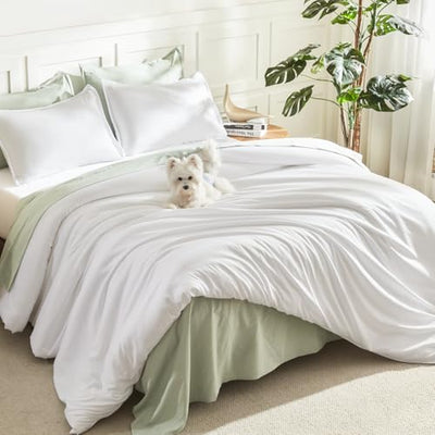 Litanika White Comforter King Size, 3 Pieces Lightweight Solid Bedding Comforter Set, All Season Fluffy Bed Set (104x90In Comforter & 2 Pillowcases)