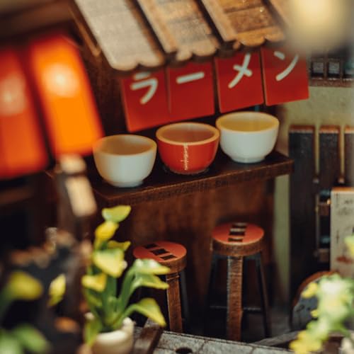 Anavrin Book Nook Kit Kyoto Gion – DIY 3D Wooden Booknook for Adults, Teens and Book Lovers, Bookshelf Insert Library Decor, Creative Gift for Family, Friends, and Elderly