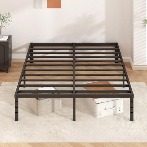 HLIPHA Metal Platform Bed Frame 14 Inch Tall,No Box Spring Needed,Full Size Bed with Heavy Duty Strong Support Slats,Easy to Assemble,Black HLIPHA