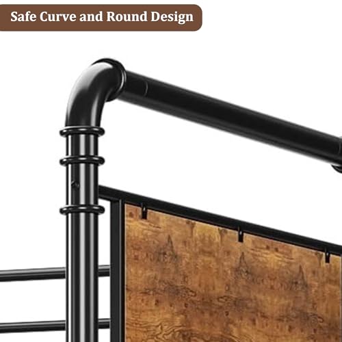 Garvee Industrial Twin Over Twin Bunk Bed, Convertible to 2 Separate Single Beds, Sturdy Metal Bunk Bed, Detachable Ladder & High Safety Guardrails for Safety, Space-Saving Design Garvee