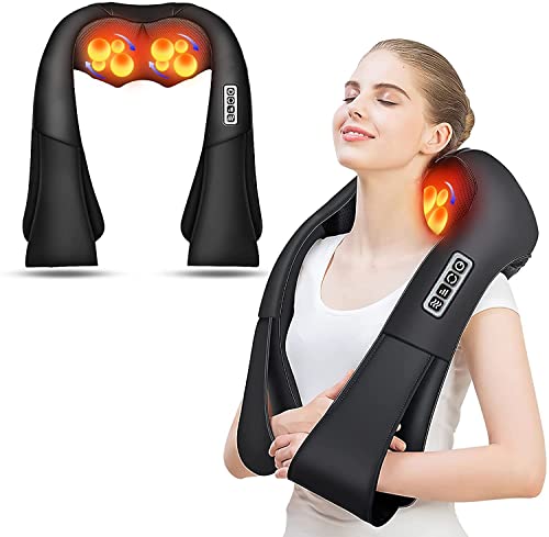 AERLANG Shiatsu Back and Neck Massager, Back Massager Deep Tissue Kneading Neck and Shoulder Massage with Heat, Electric Massage Pillow Fathers Day Gift Ideas from Daughter Son(NOT Cordless) AERLANG