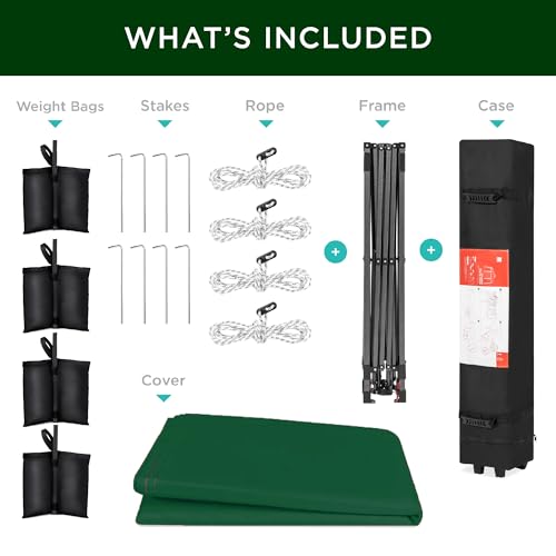 Best Choice Products 12x12ft 1-Person Setup Pop Up Canopy Tent Instant Portable Shelter w/ 1-Button Push, Case, 4 Weight Bags - Forest Green Best Choice Products
