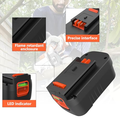 Bakipante 2Pack 6.5Ah 18V Lithium Battery HPB18 Replacement for Black and Decker 18Volt Firestorm HPB18-OPE 244760-00 A1718 FS18FL FSB18 Battery with Charger 90556254-01 Bakipante
