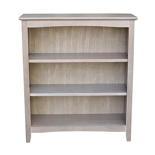 IC International Concepts, Shaker Solid Wood Bookcase, 2 Adjustable Shelves, Solid Real Wood, Sturdy Parawood, Spacious Dimensions 36"H x 28.85"W x 9.84"D, 40 LBS/ Shelf Capacity, Washed Gray Taupe IC INTERNATIONAL CONCEPTS
